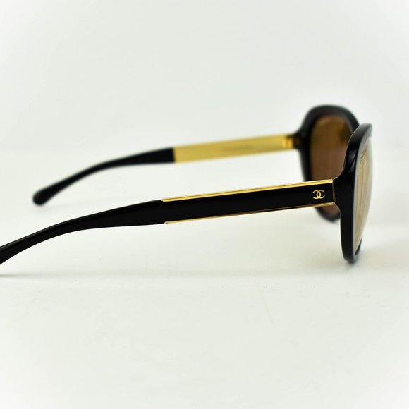 CHANEL Black/Gold CC 18k Gold Mirrored Sunglasses main image 5
